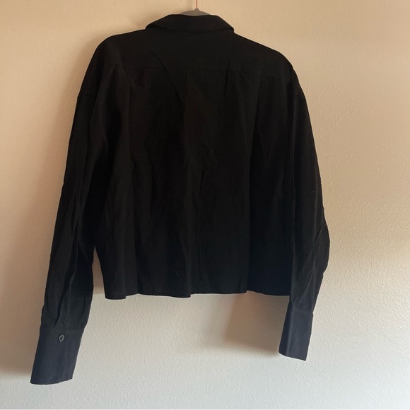 Carly Jean Los Angeles CJLA Casey Button Down Black Blouse Size Medium - Picture 9 of 11